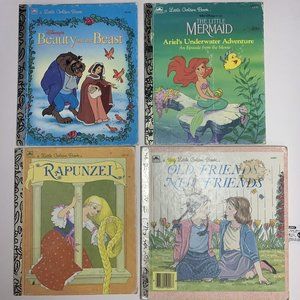 Little Golden Book Lot of 4 Disney Princess Books Belle Ariel Rapunzel